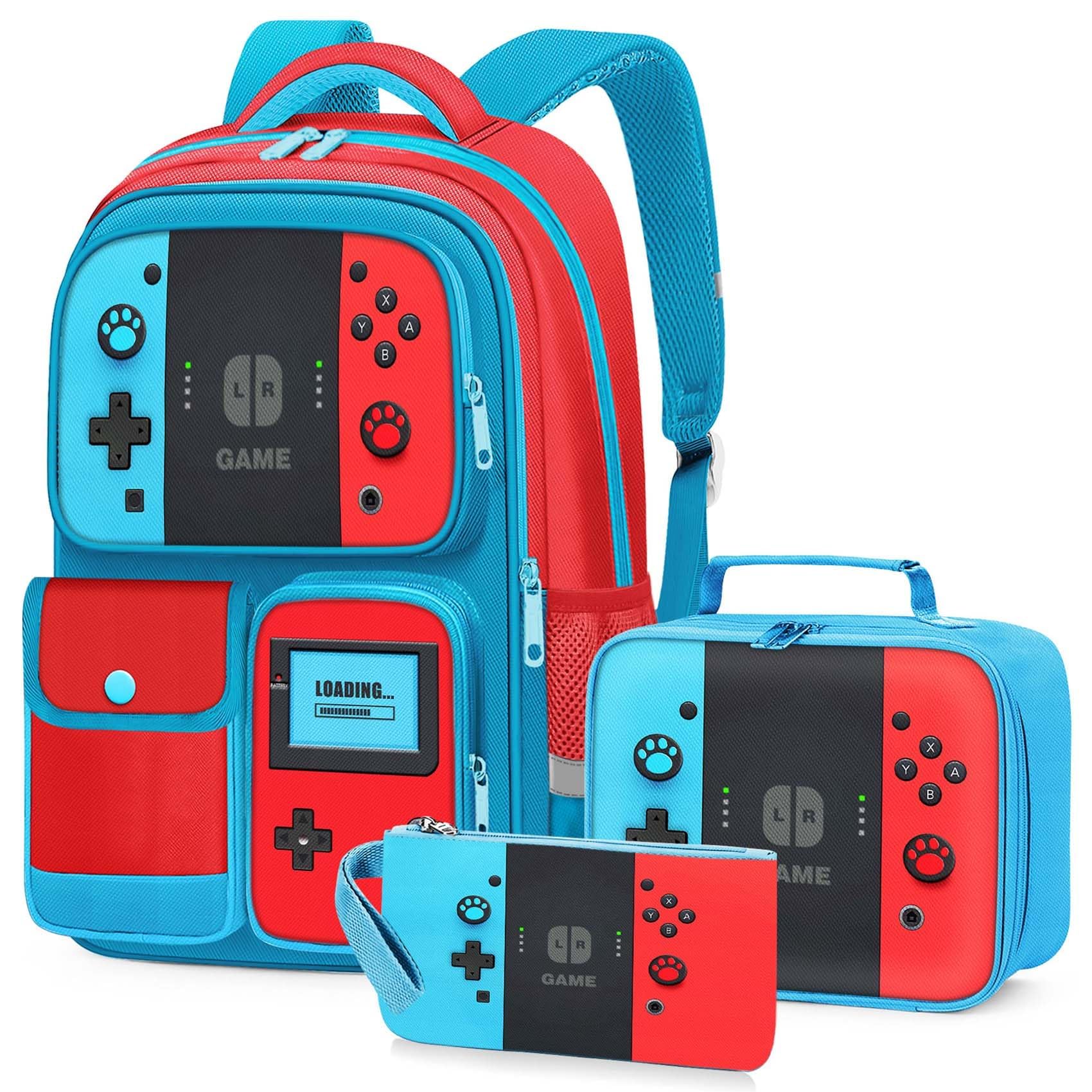 JIRAIKEI Kids Backpack for Boys,Gamer Boys Backpack for Children Teens Elementary Middle School,17" Capacity School Bookbag