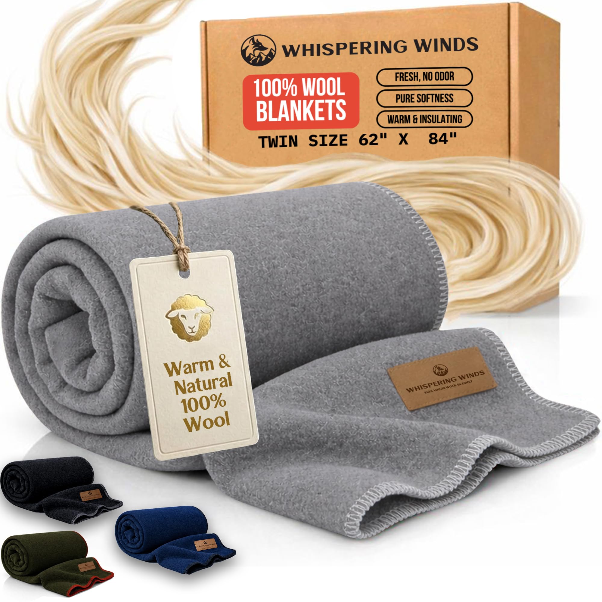 Whispering Winds 100% Wool Blanket