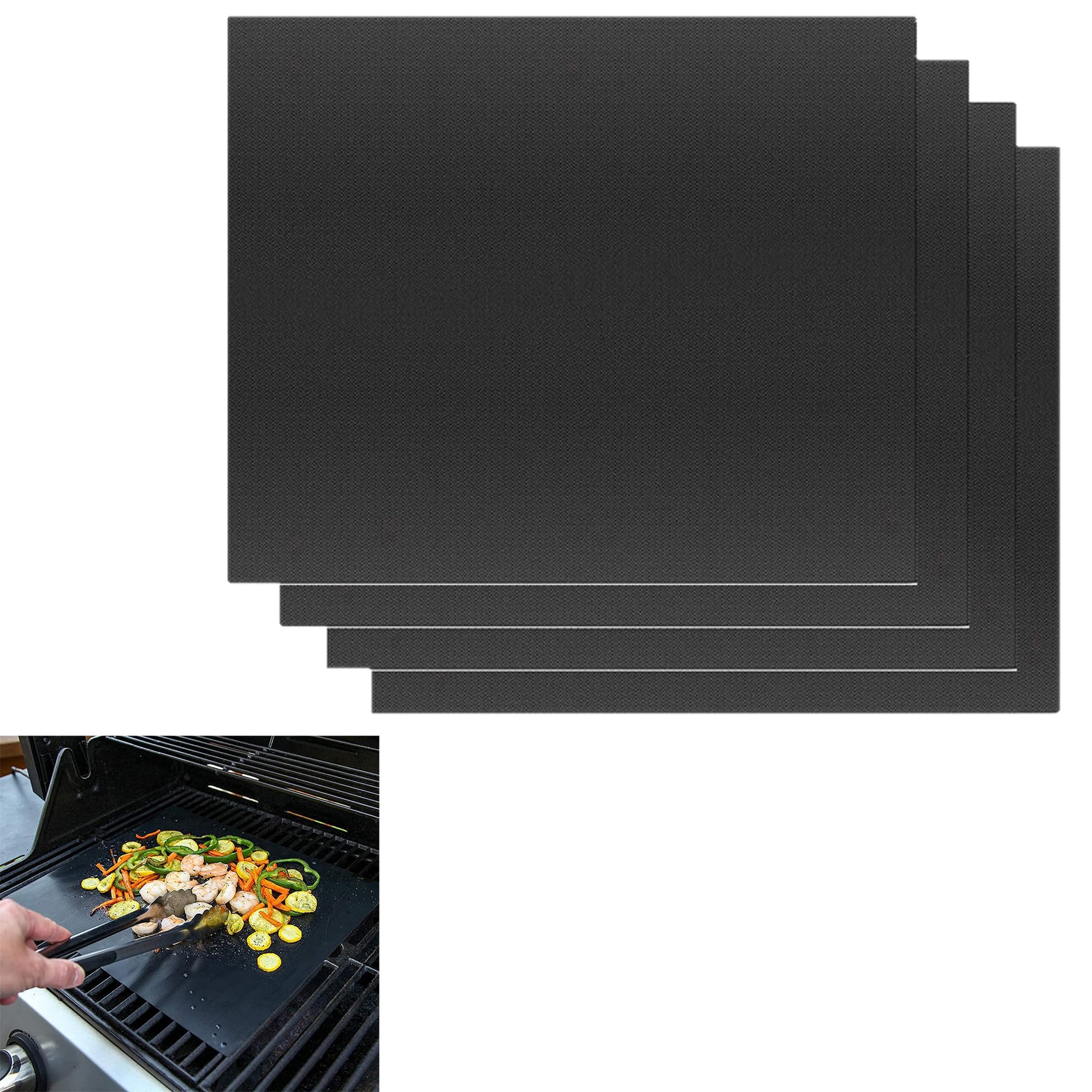 YQBFTC 4-Pack Oven Liners for Fan Assisted Ovens 40x33 cm,Universal Non Stick Protector Sheets,Oven Liner for Bottom of Fan, Electric & Gas Ovens,BBQ Grill,Reusable Baking Mats