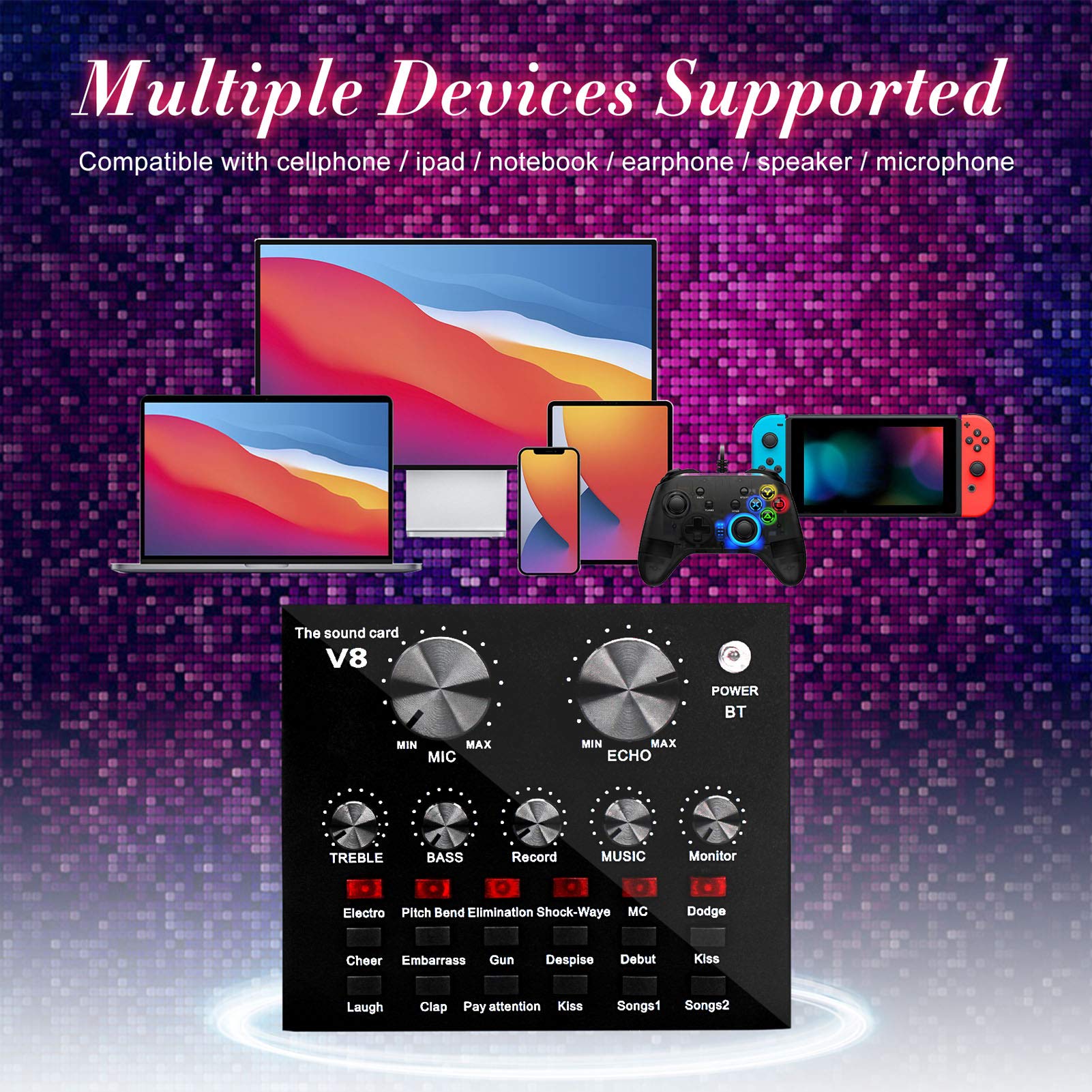 SUPVOX Wired Condenser Sound Podcast Microphone with Clip Holder for PC Laptop Skype Karaoke White Noise Cancelling Audio Easy Setup