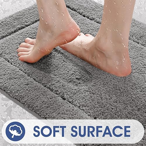 Miniatura 5 de Alfombras de baño de 24 x 17 pulgadas, microfibra extra suave y absorbente, parte trasera antideslizante, secado rápido, lavable a máquina, tapetes