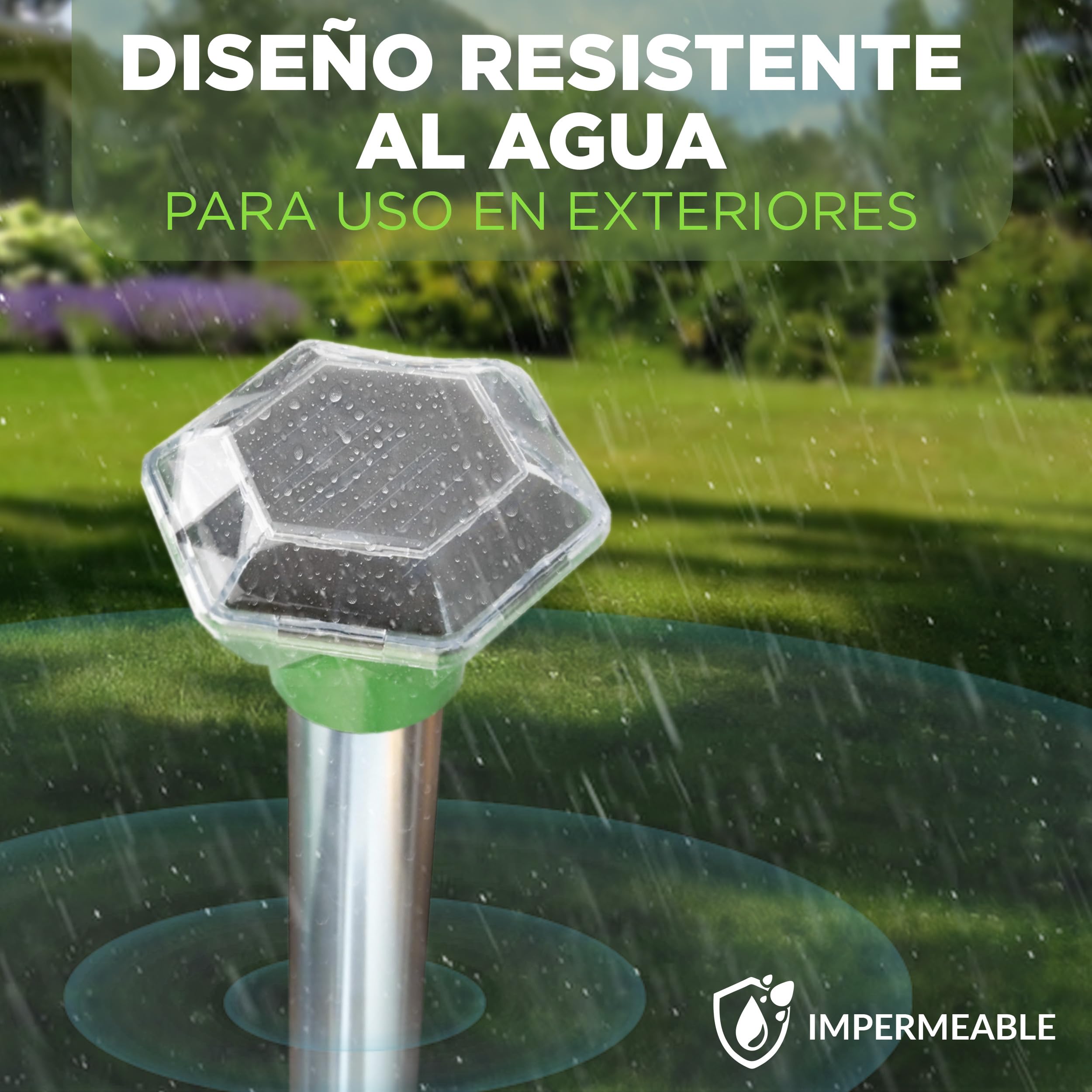 ISOTRONIC Repelente para Topos, topillos y Serpientes: Repelente Solar con estaca para jardín. Alcance Efectivo de 1000 m² (2 Unidades).