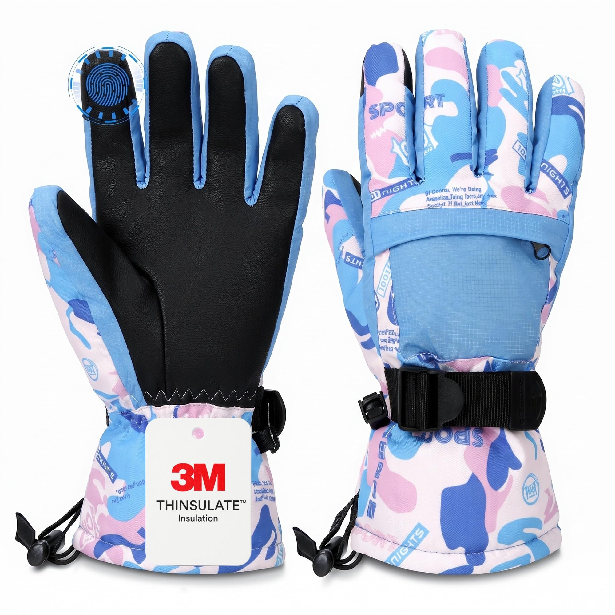 Ski Gloves,Snow Gloves Waterproof Winter Warm Cold Weather Touchscreen Gloves for Parent&amp; Child Kids Skiing,Snowboarding