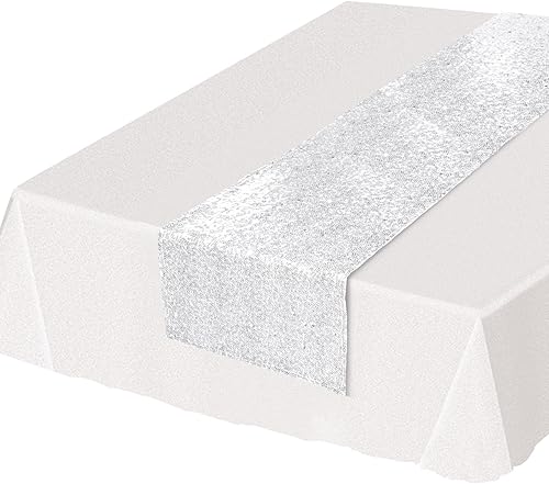 Beistle Chemin de table en tissu à paillettes pour décorations de mariage, fourn