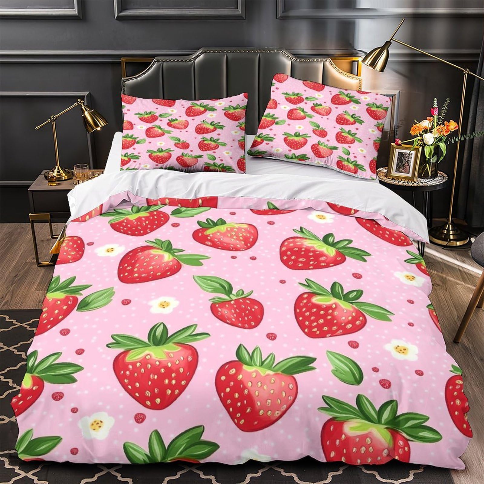 Housse de couette fraise hypoallergénique contre les allergies