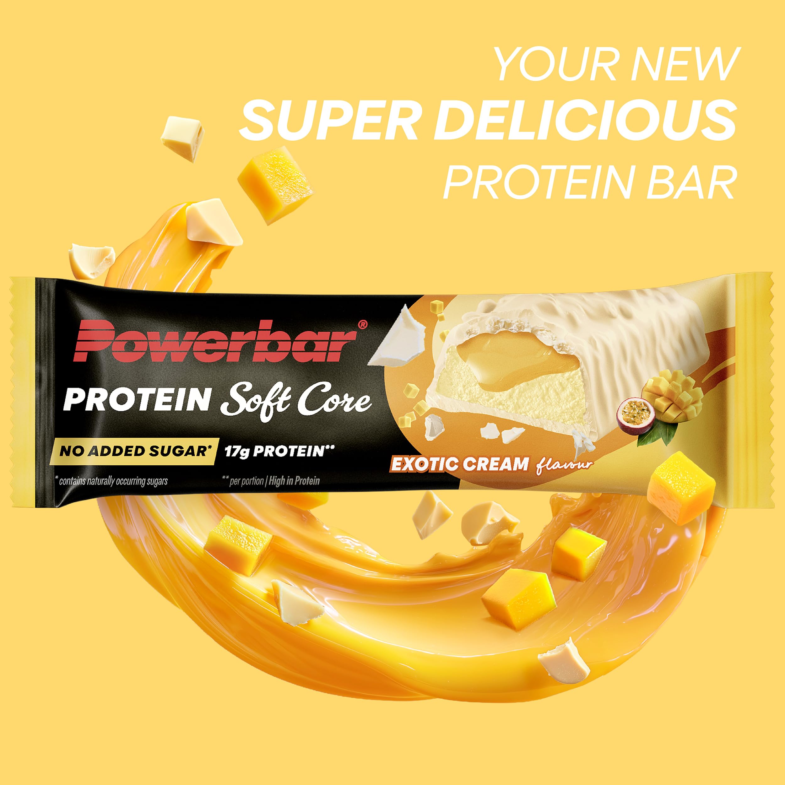 Powerbar Barres Protéinées - Soft Core - Exotic Cream - 12x48 g - Barre Protéinée Riche en Protéines et Faible en Sucres
