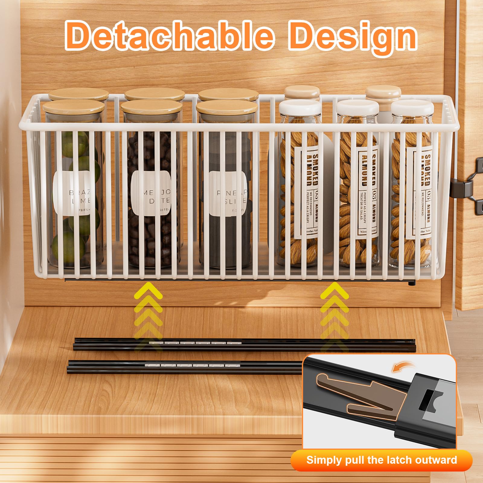 Diealles Shine 2er Set Teleskopschublade, Abnehmbarer Schublade Küche, No Drill Schublade Küche für Küches Bad und Wohnzimmer, 41CM Tiefe
