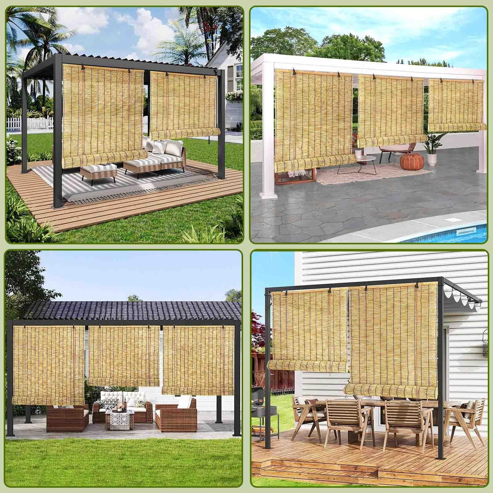 Tende In Bambu Da Esterno 120x250 150x210 150x310cm Tenda Di Bambù Privacy Tende Di Canna Tenda In Midollino Con Sollevatore Facile Da Installare Per Verande Gazebo(Natural Black,W120 x L230 cm)