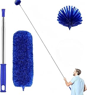 Cobweb Duster with Extension Pole,Spider Web Remover 2PCS Cob Web Duster 15-100 Inch Ceiling Fan Duster with Extension Pole