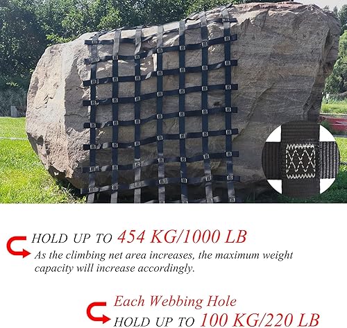 Miniatura 3 de DREAMOSA Red de carga de escalada, color negro, red de carga para patio de juegos, escalera de cuerda ninja, campo de obstáculos, casa del árbol,