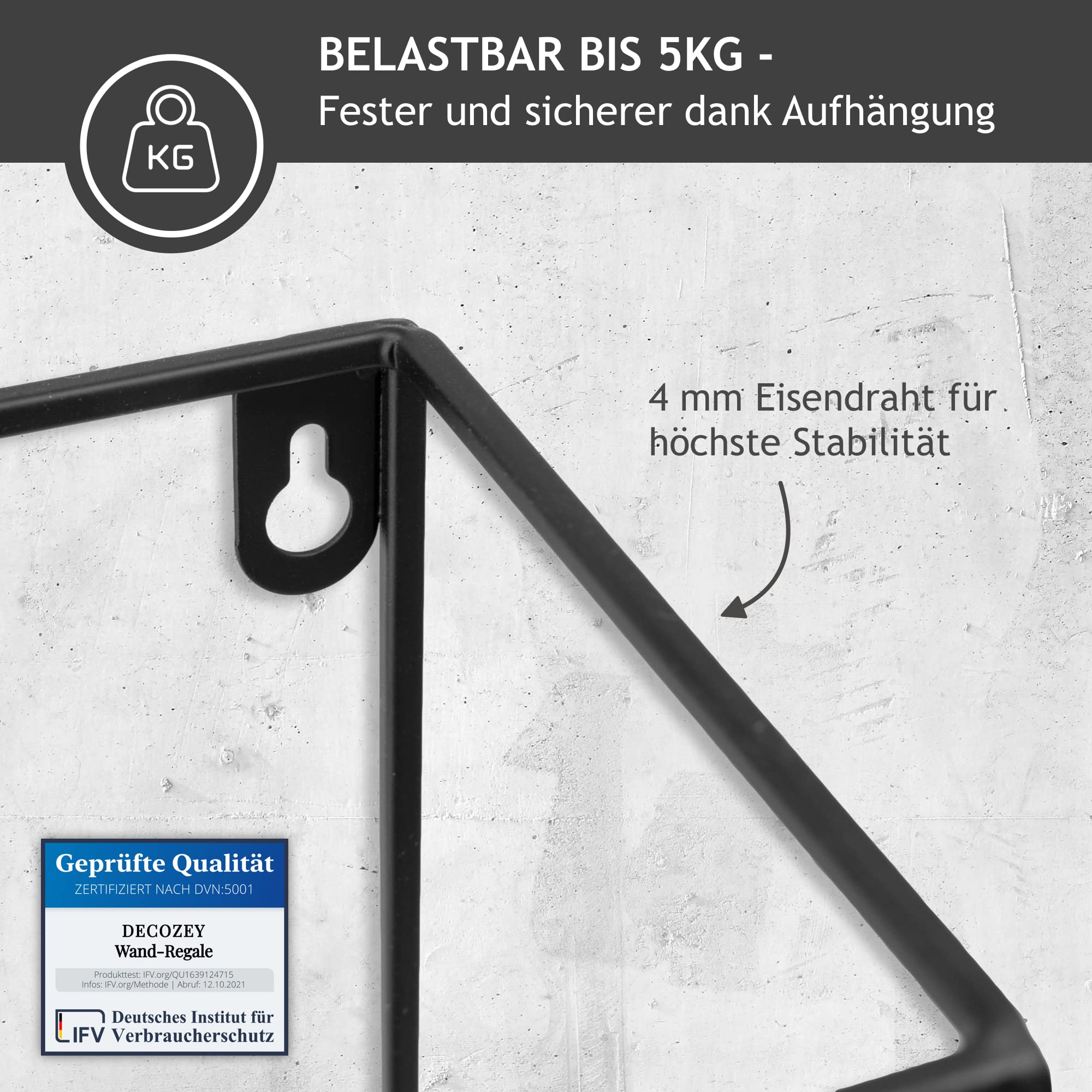 3X Wand-Regale in schwarz - Hängeregal im Industrial Design - Wand-Deko aus Metall - Schweberegale zum Dekorieren von Küche, Wohnzimmer & Bad