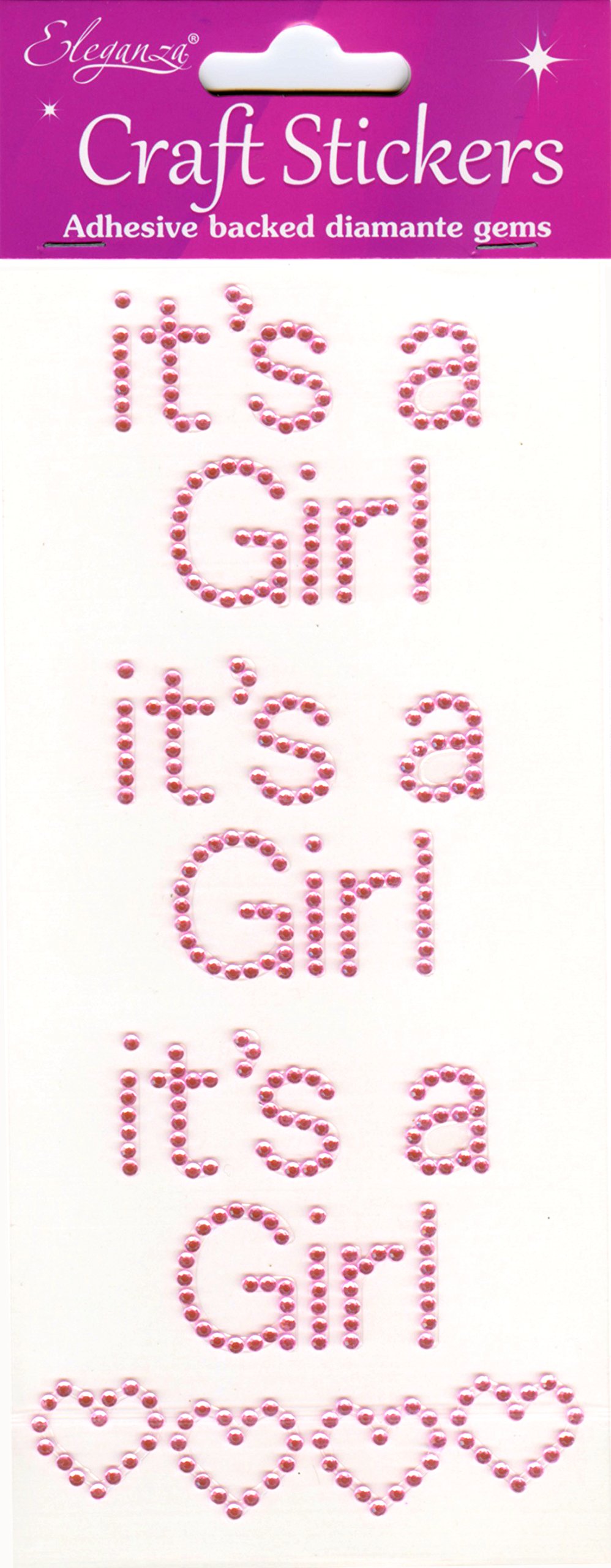 IT'S A GIRL Eleganza 3-D Gemstone Stickers Invitations Crafts Scrap Cards