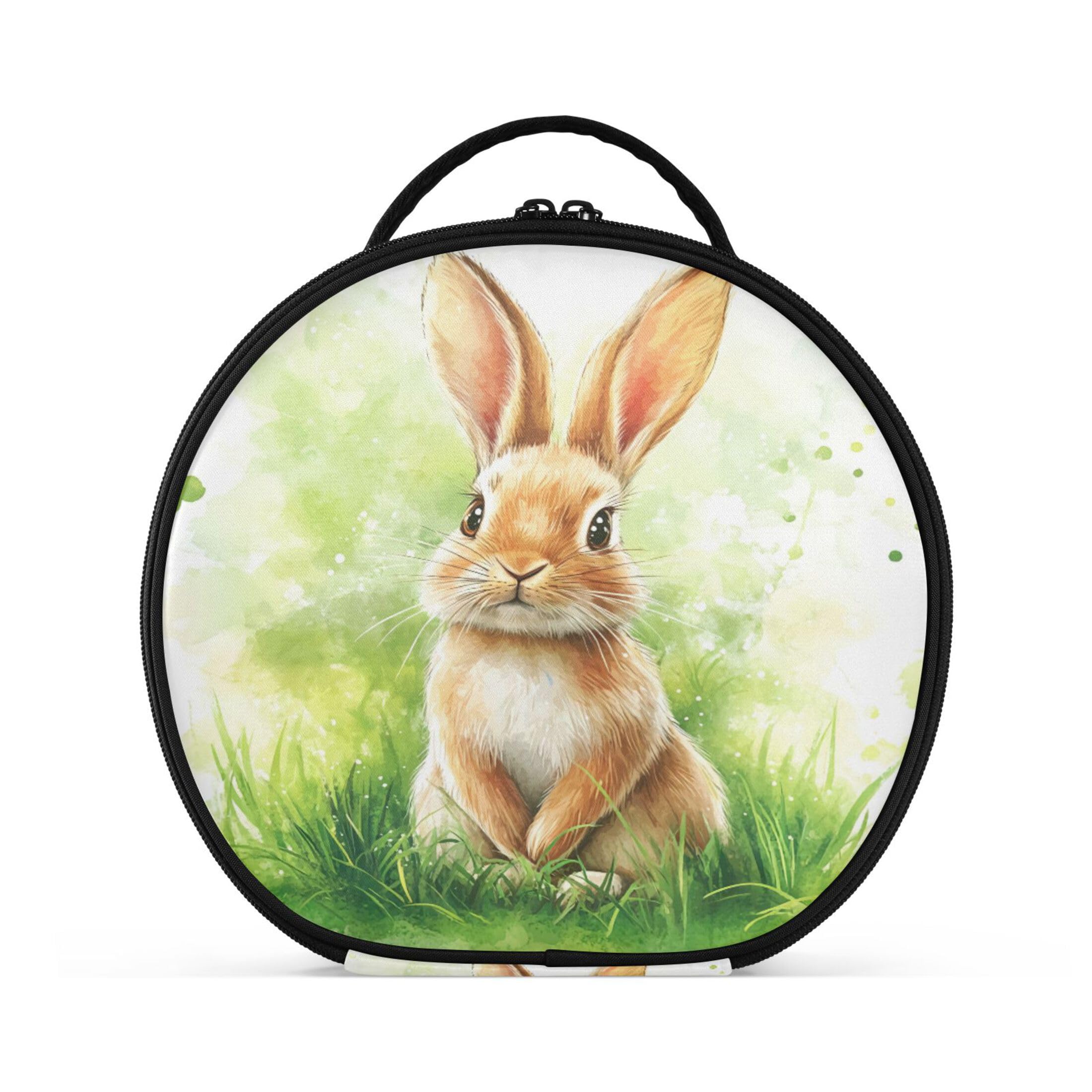 Takiito Cute Rabbit in Grass Travel Makeup Case Portable Makeup Box Artist Cosmetic Case Organizer With Adjustable Dividers