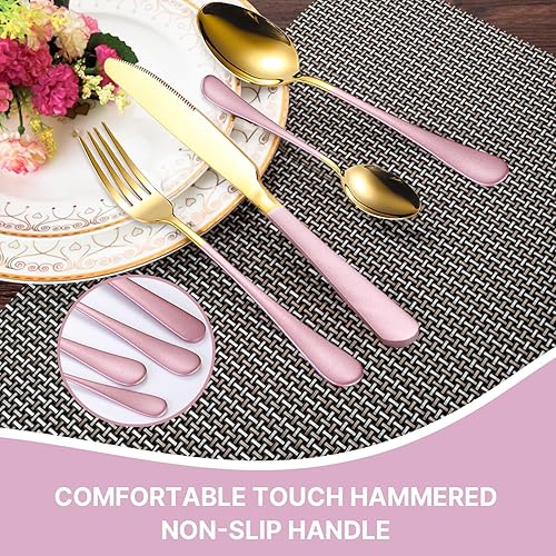 Miniatura 2 de Juego de 24 piezas de cubiertos Caliamary, juego de cubiertos de acero inoxidable Caliamary con soporte para cubiertos, cucharas, tenedores,