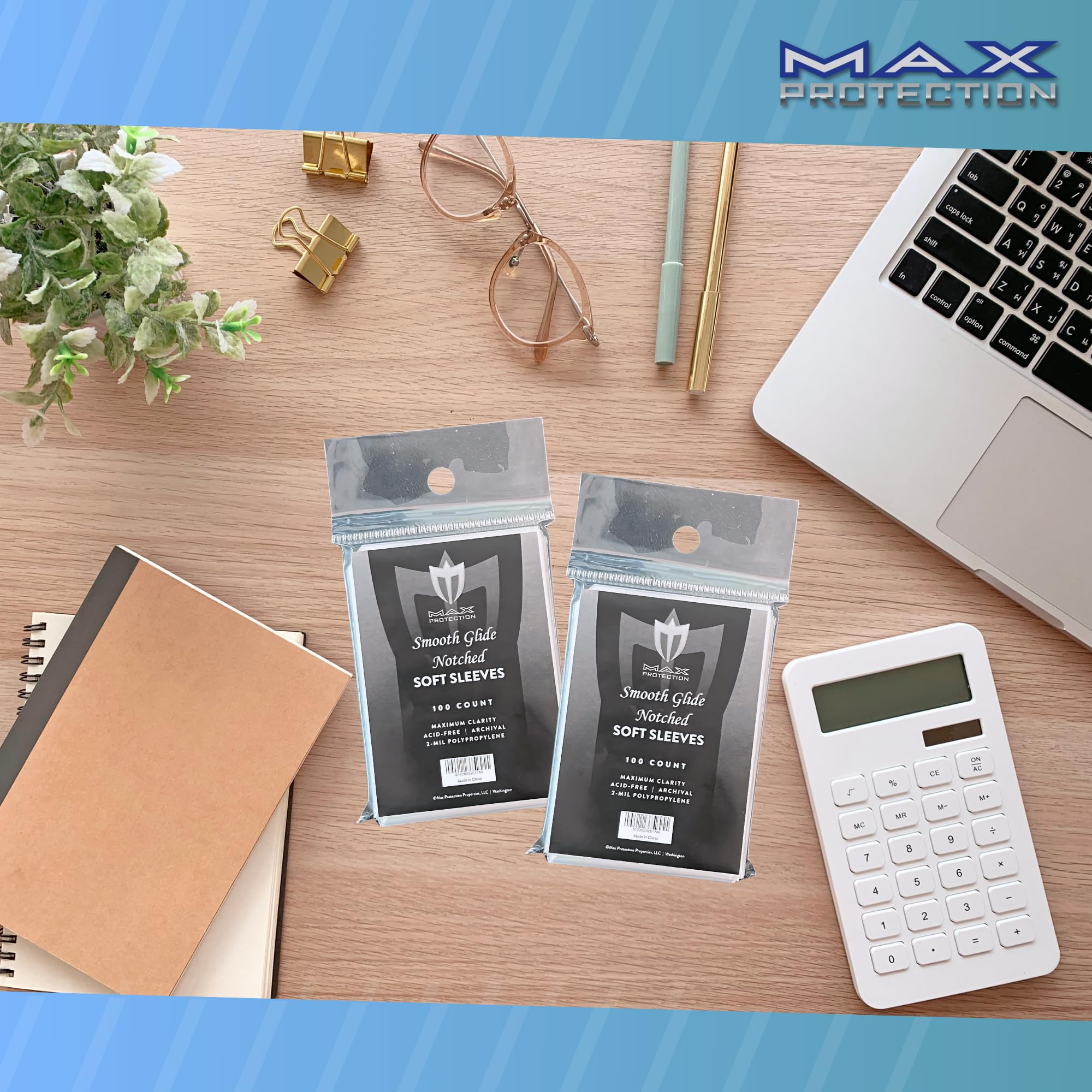 Max Protection Lot de 1000 pochettes crantées pour cartes à collectionner, sans acide et sans danger pour les échanges, les sports, les cartes à collectionner