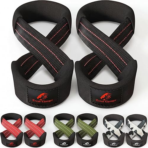 Miniatura 9 de Figura 8 Correa de elevación acolchada correas de levantamiento de peso muerto resistentes Correas de levantamiento de pesas Strongman Axle Bar