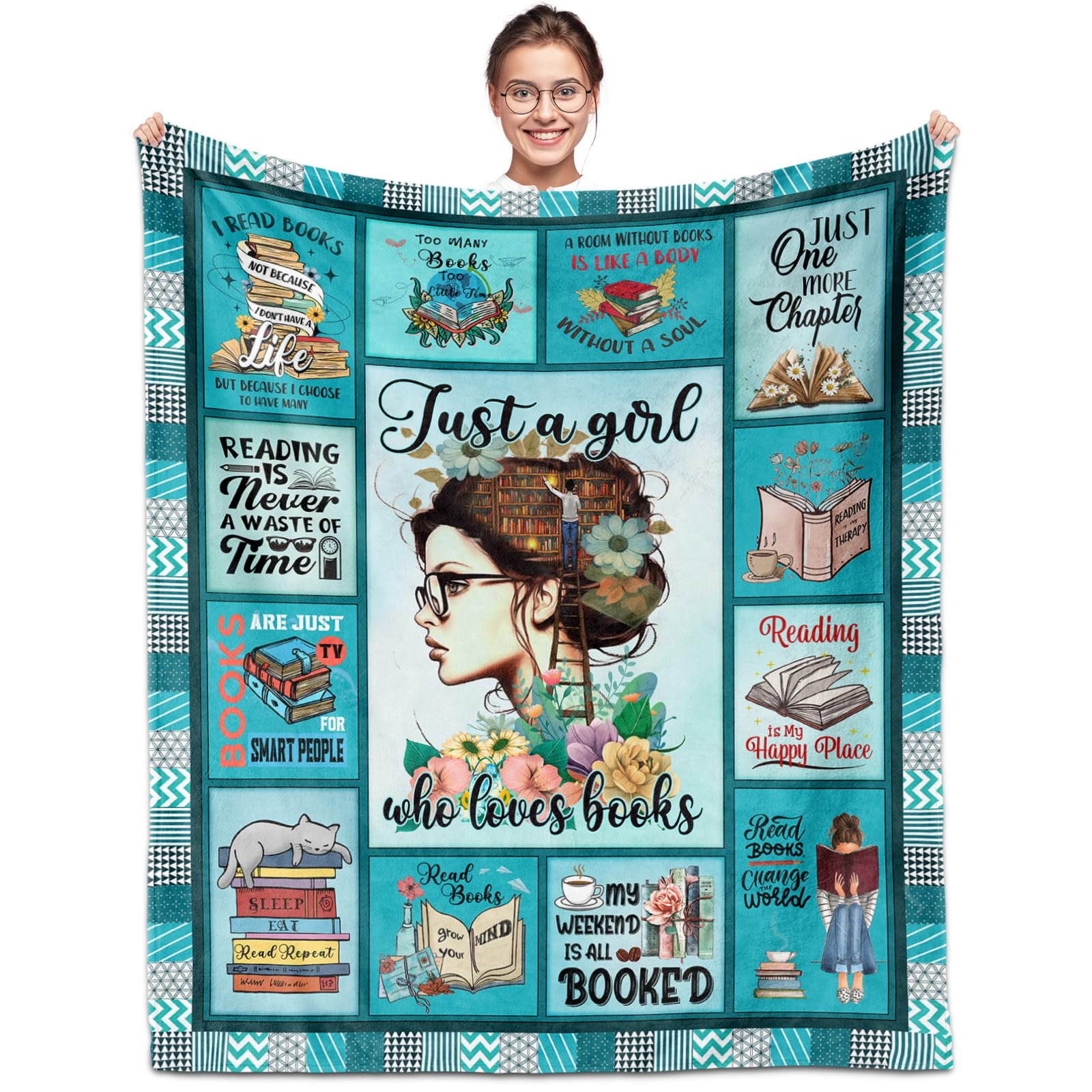 Book Lovers Gifts for Women, Gifts for Book Lovers, Books/Reading Blanket 60"X50", Just a Girl Who Loves Book‘s Blanket, Gifts for Readers/Librarian/Books Club/Bookish/Reading/Bookworm/Book's Nerd-image-28
