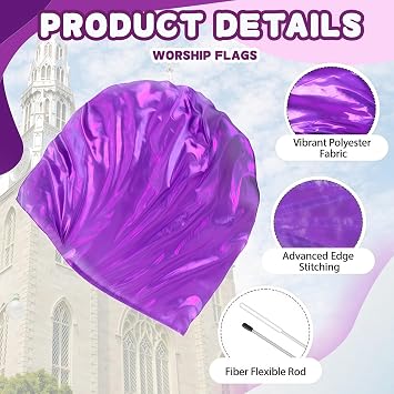 Baisdan 54x54 Worship Flags for Dance Church, 2 Pack Praise Dance Flag Set, Beginner-Friendly Praise Flags With Flexible Rods & Carrying Bag, Purple