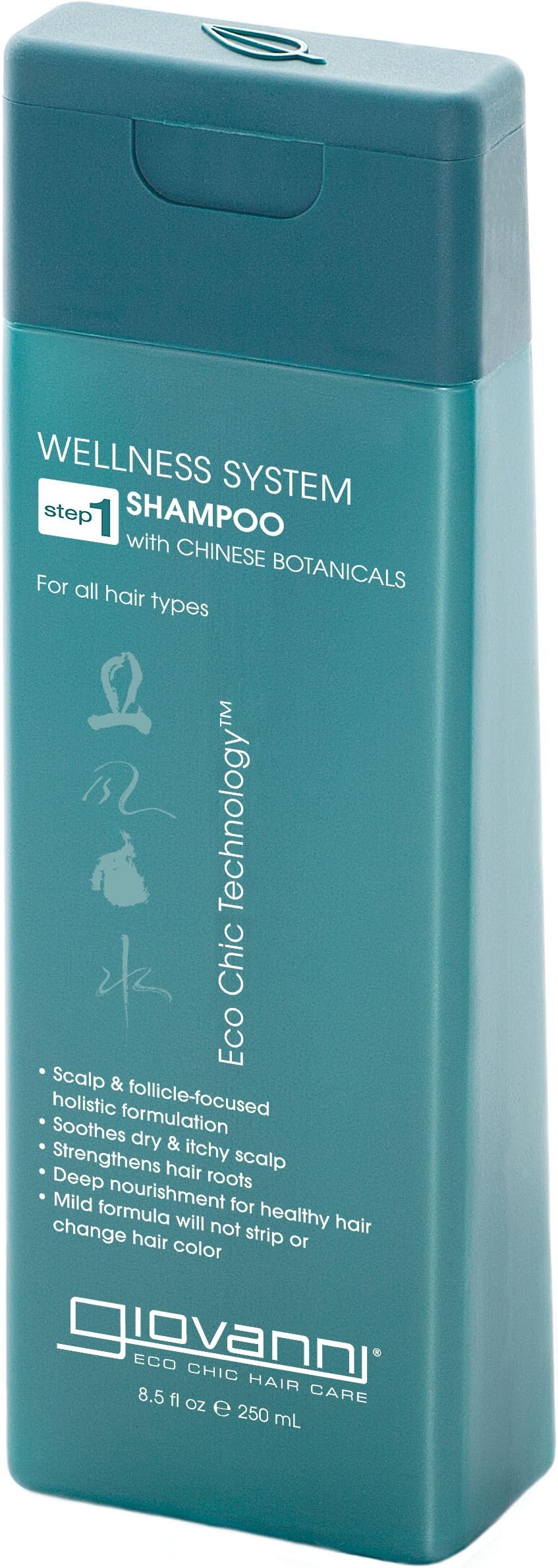 GIOVANNI Wellness System Shampoo with Chinese Herbs - Chinese Botanical to Strengthen, Sooth and Nourish All Hair Types (8.5 Ounce / 250 Milliliter)