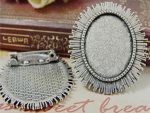 Miniatura 6 de 10 broches ovalados de cabujón de camafeo de 0.709 x 0.984 in, ajuste de base en blanco con pasador de seguridad para hacer joyas y hacer fotos