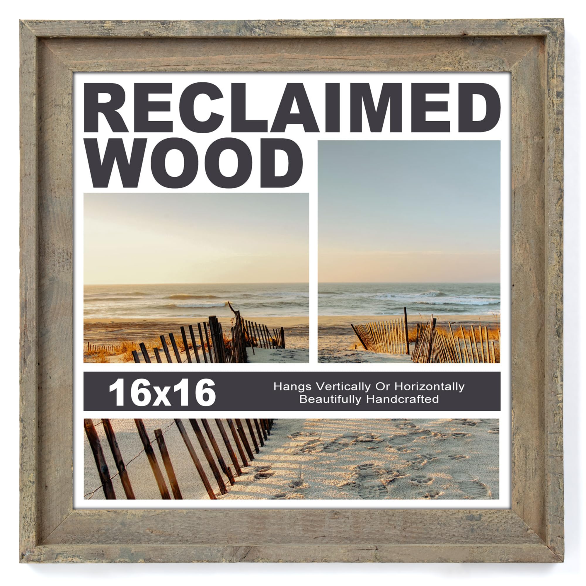 FLYJOE 16x16 Reclaimed Barnwood Frame