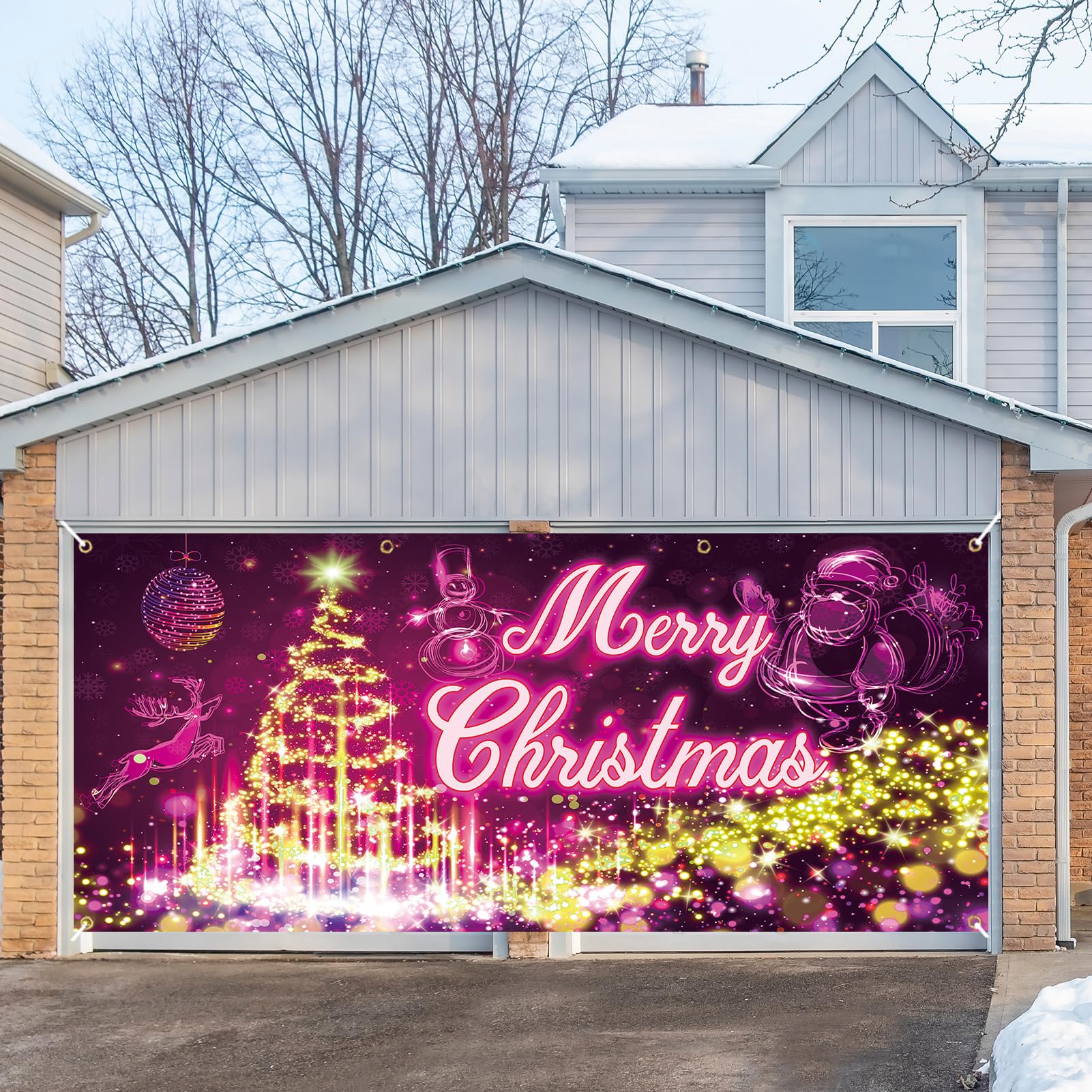 Snapklik.com : Crenics Lighted Christmas Garage Door Decorations