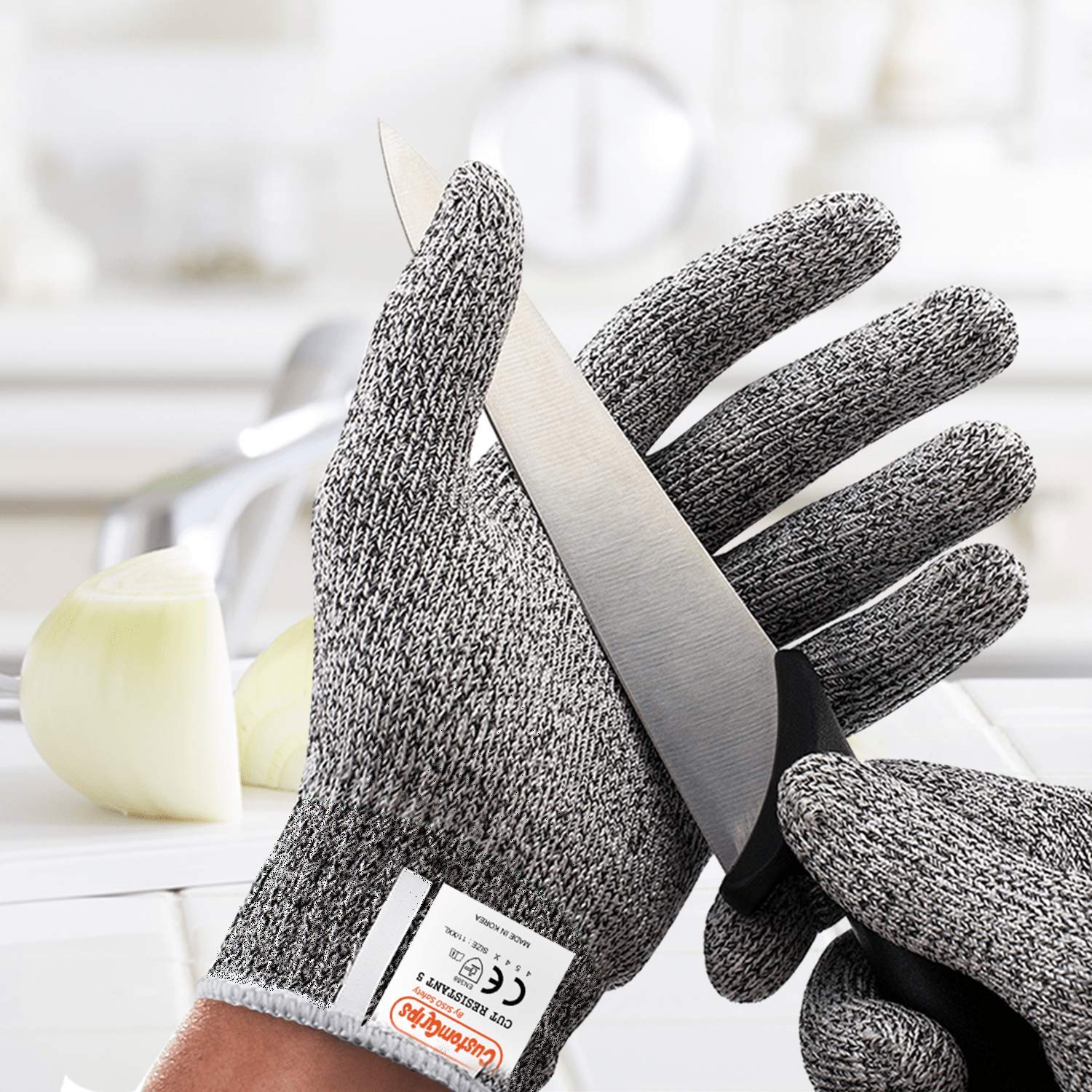 CustomGrips guantes resistentes a los cortes, nivel 5 de protección, guantes de seguridad de grado alimenticio para grifo de ostra y trabajo de cocina