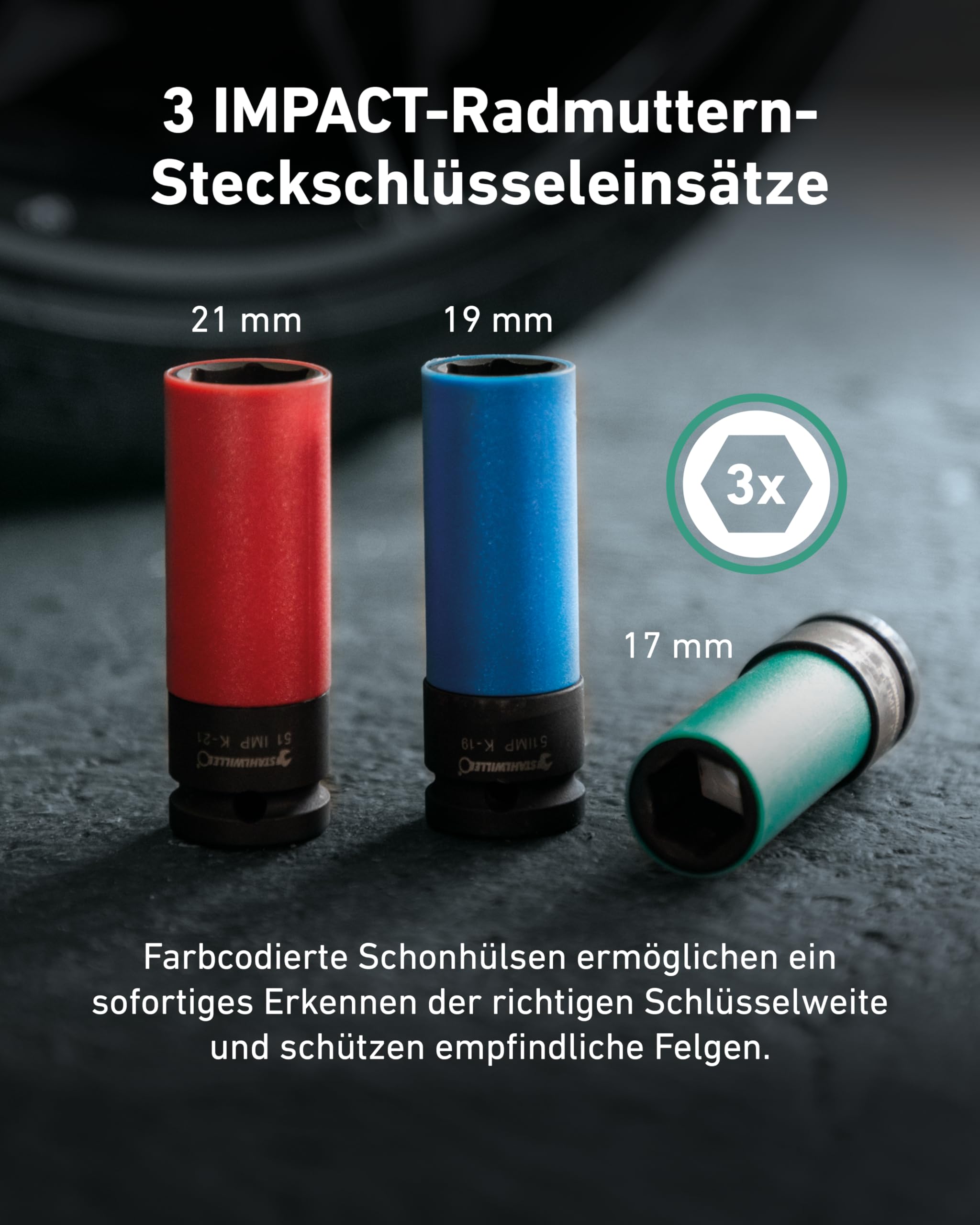 STAHLWILLE 750NR/200/3/1 | 5-częściowy zestaw do wymiany opon samochodowych z kluczem dynamometrycznym 1/2" 40-200 N·m | klucz nasadowy 17; 19; 21 mm + przedłużenie| Made in Germany