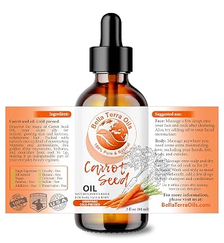 Bella Terra Oils - Natural Carrot Seed Oil 2oz - Enriched with Carotene & Essential Nutrients, Elevate Your Skin Care Regimen with This Luxurious Oil
