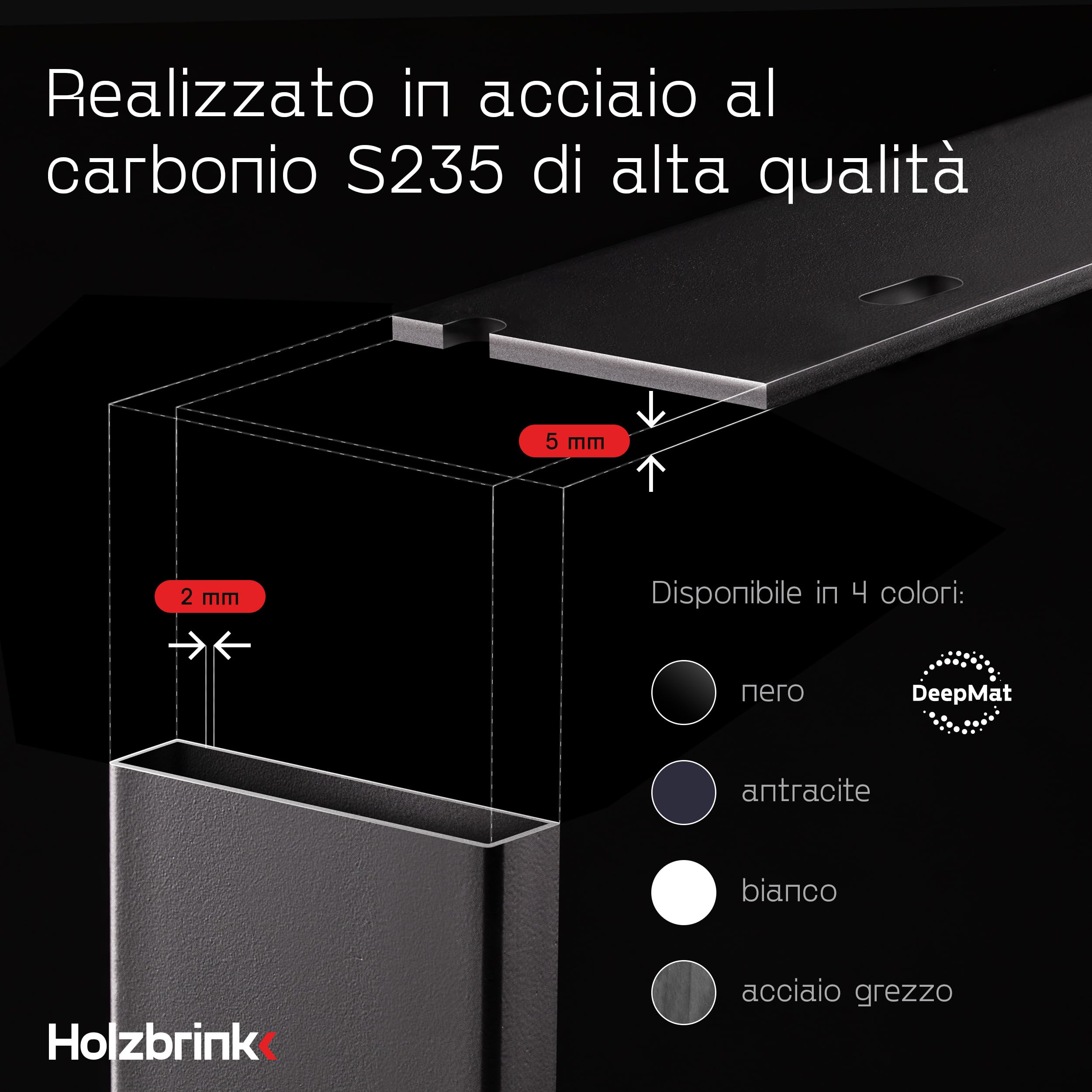 Holzbrink Gambe per tavolo in metallo Nero | Gambe per tavolo / struttura per tavolo,tavolino, tavolo da pranzo, scrivania, panca | set di 2 gambe 40 x 43 cm