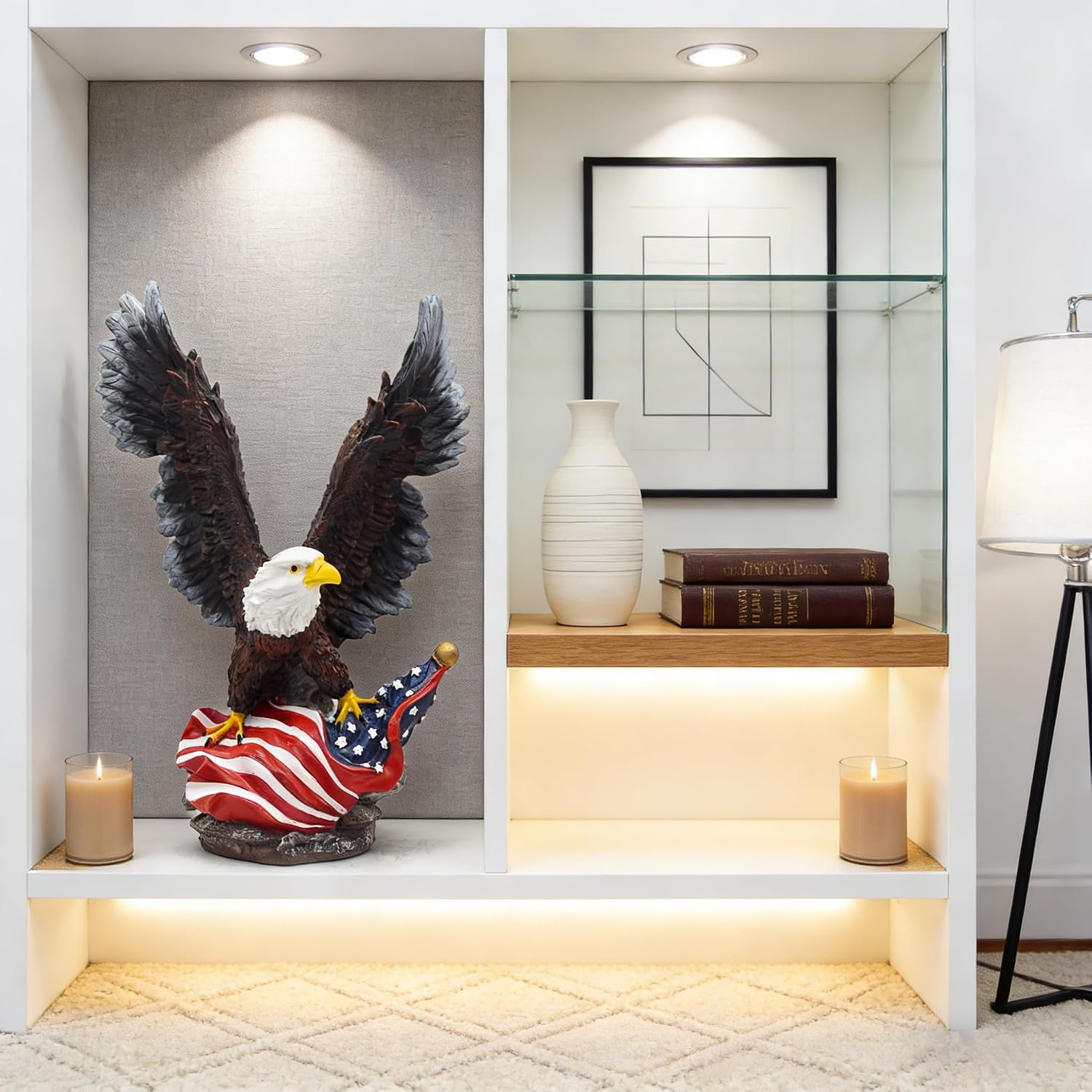 11.2 Inch Bald Eagle with American Flag Statue image 5