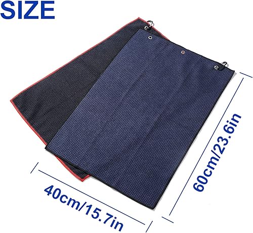 Miniatura 9 de Fpxnb Juego de 2 toallas de golf de tres pliegues, toallas de tela de microfibra, con patrón de gofre, clip de mosquetón resistente (2 piezas, 2