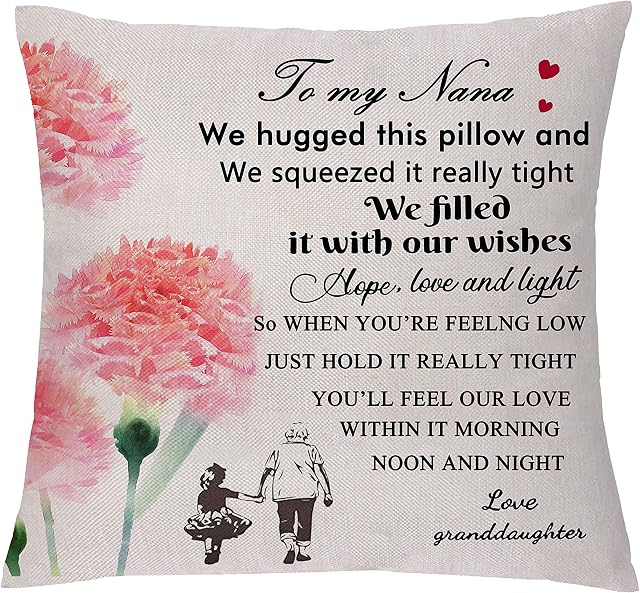 aligarian Grandma Cushion Cover Nana Pillow Case 12x20'' Birthday Gift 18x18inch Pillowcase Grandmother My Fingers May Be Small but I Can Still Wrap Nana Around Them Christmas Home Decoration (Type 3)