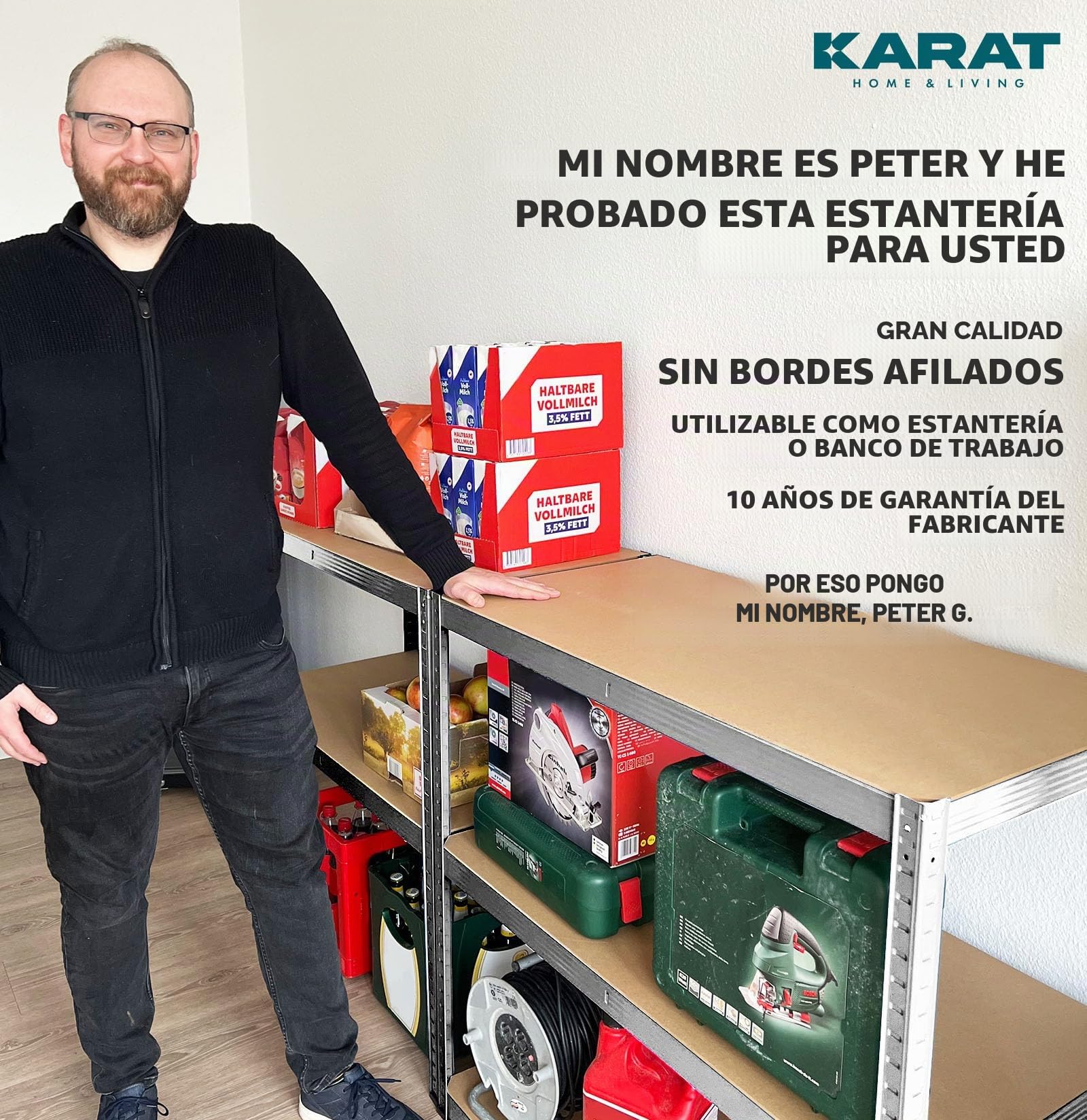 KARAT Estantería de metal para cargas pesadas, 180 x 90 x 60 cm, 5 estantes ajustables (galvanizado)