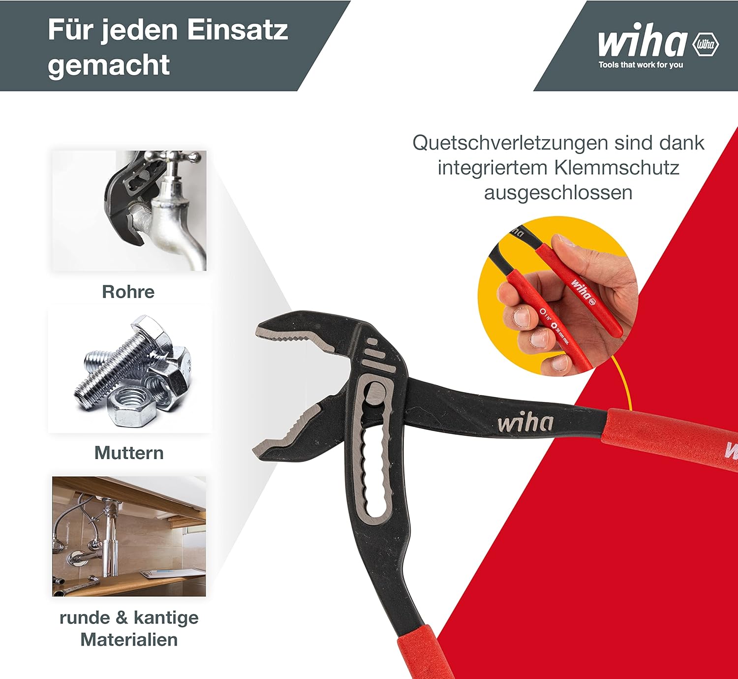 Wiha Z21001180 Pipe Wrench Basic Hole Technology 180 mm