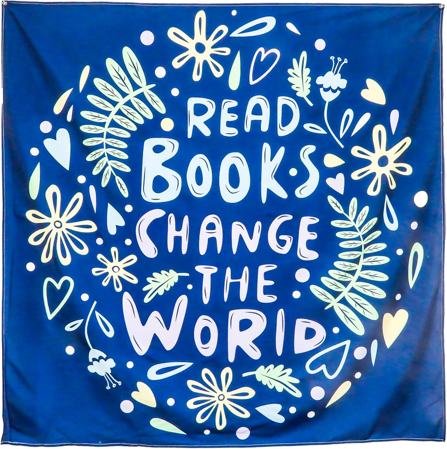 Birdy Boutique “Read Books Change the World” Tapestry – 48” x 48” Inspirational Reading Quote Wall Hanging – Lightweight Educational Wall Decor for Classrooms, Libraries & Kids Room Decor