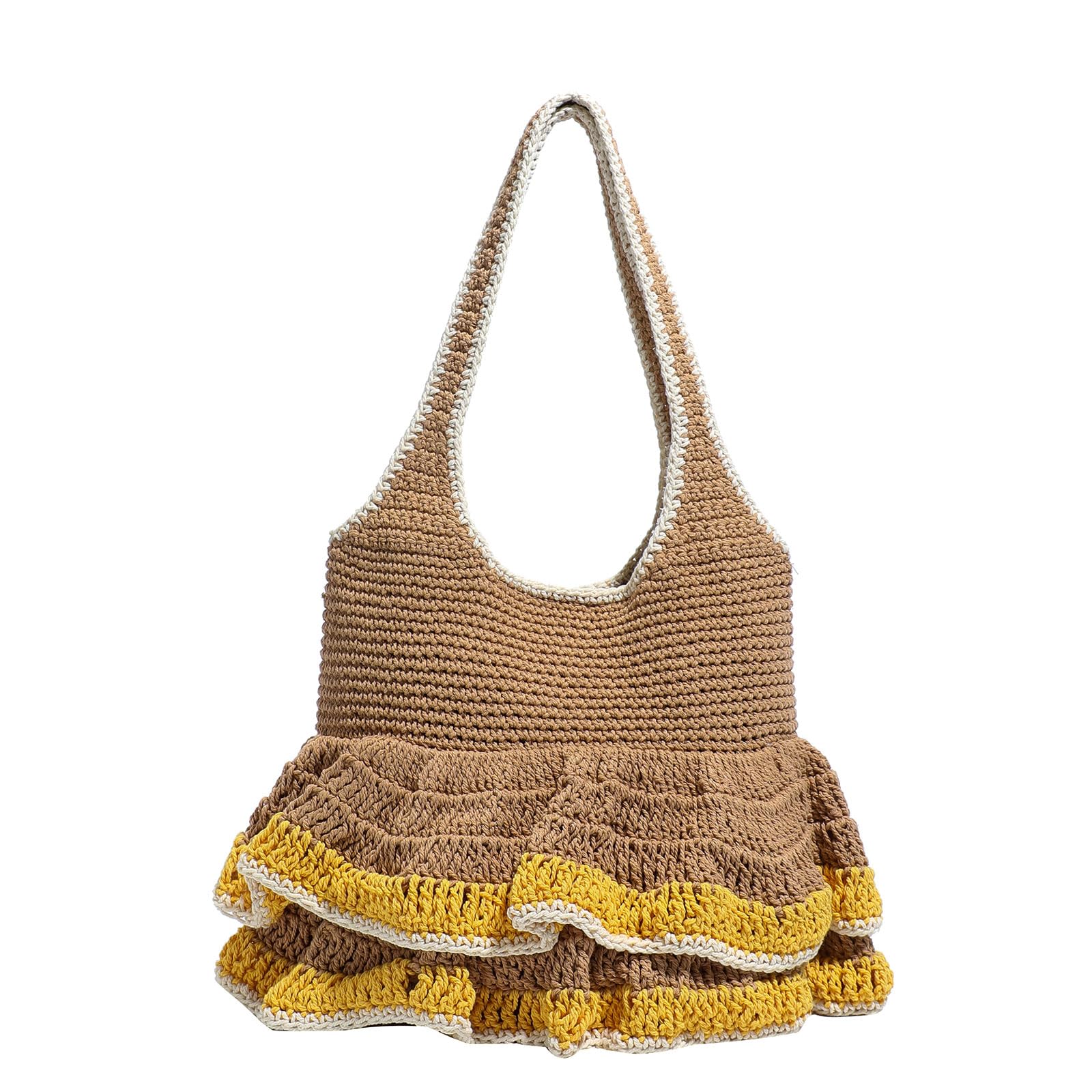 BWANGIAO Stylish Knit Shoulder Bag For Women Lightweight Beach Bag With Spacious Interior Underarm Purse for Various Occasion