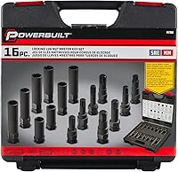 Vista 5 de Powerbuilt Juego de llaves maestras de tuerca de bloqueo de 16 piezas, kit de herramientas de extracción de bloqueo de rueda para llaves