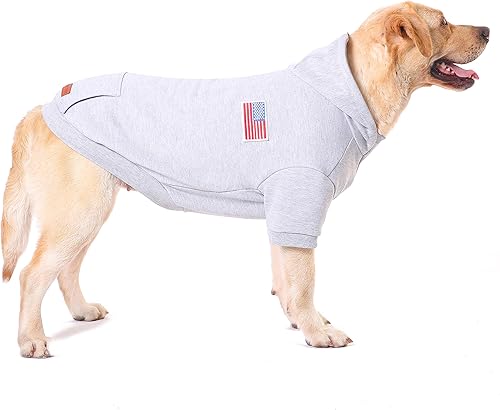 Miniatura 2 de Sudaderas con capucha para perros grandes y medianos con bandera estadounidense, ropa con agujero para correa para perros, abrigo Bulldog Pitbull