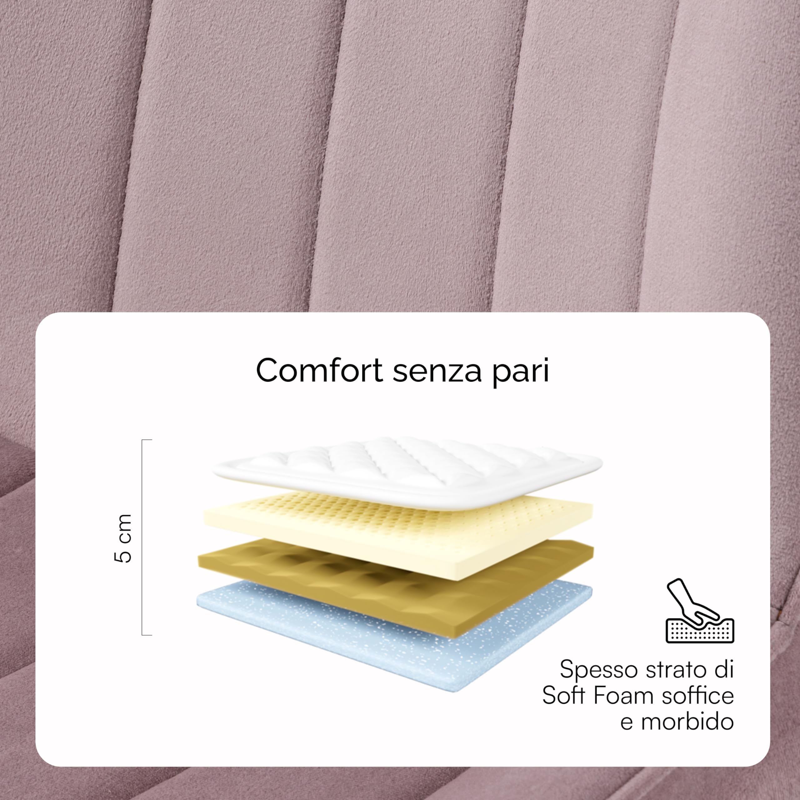 Baroni Home Sedia da Pranzo Moderna con Rivestimento in Velluto e Gambe in Acciaio Nero, Poltrona da Soggiorno, Camera da Letto, Sala da Pranzo, Rosa Cipria, 53x86x44 cm