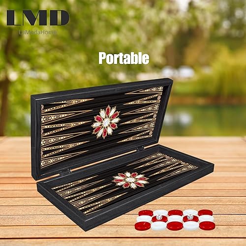 Miniatura 6 de LaModaHome Juego de backgammon prémium para adultos y niños, tabla plegable de madera, ropa magnética, juegos clásicos turcos de viaje, diversión