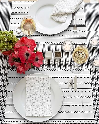 Miniatura 3 de Juego de 4 manteles individuales bohemios para mesa de comedor, tela de lino de algodón con bolsillo, arpillera cuadrada, rectangular, redonda,