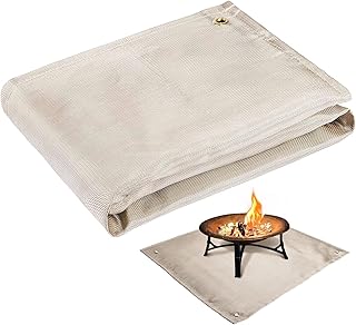 Fire Pit Mat - 37.8x39.4in Fireproof Blanket for Under Fire Pit, Compatible with Solo Stove, Heat Resistant Rug for Outside Indoor Wooden Deck Grass Lawn Protection - Brown