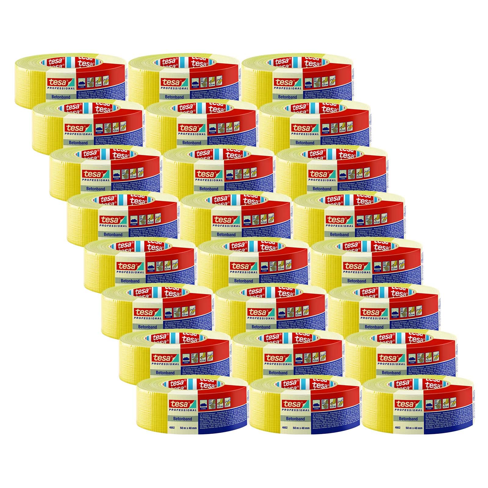 tesa Nastro di Tessuto Multiuso 4662 - 24 Nastri - Giallo - 50m x 48mm