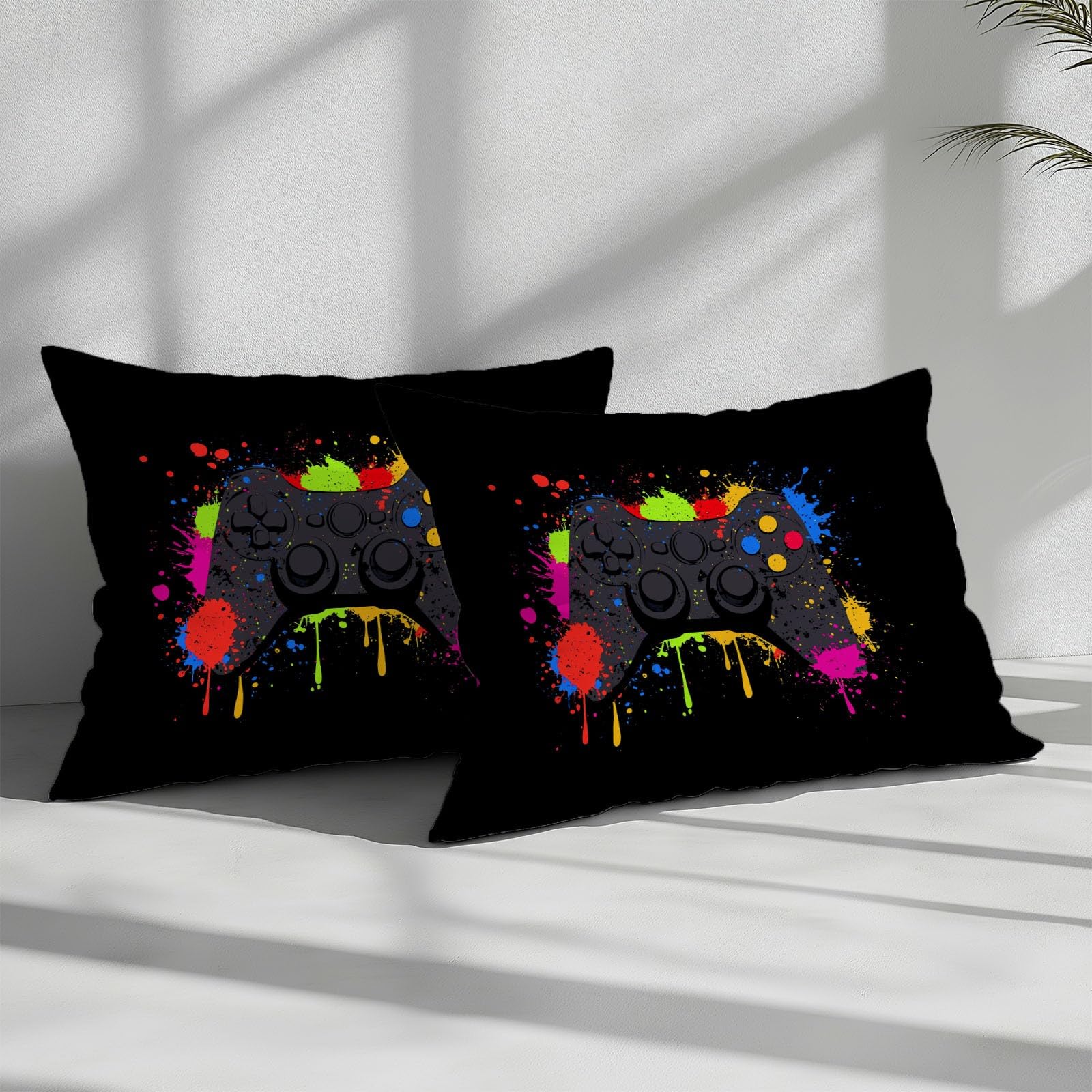 Funda Nórdica Microfibra Cremallera Diseño Suave Juego de Funda Nórdica con Funda de Almohad para Adulto Niños Adolescentes - Cama 135/150-220 x 240 cm Mando de Juego Dibujos Animados Negro