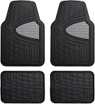 FH Group Automotive Floor Mats Tan Beige Universal Fit Heavy Duty Rubber for All Weather Protection fits Most Cars, SUVs, and Trucks, 4 Piece (Full Set Trimmable) F11305BEIGE