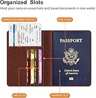 Vista 187 de FINTIE Soporte para pasaporte, cartera de viaje delgada con bloqueo RFID, funda protectora para pasaporte, esencial con ranuras para tarjetas