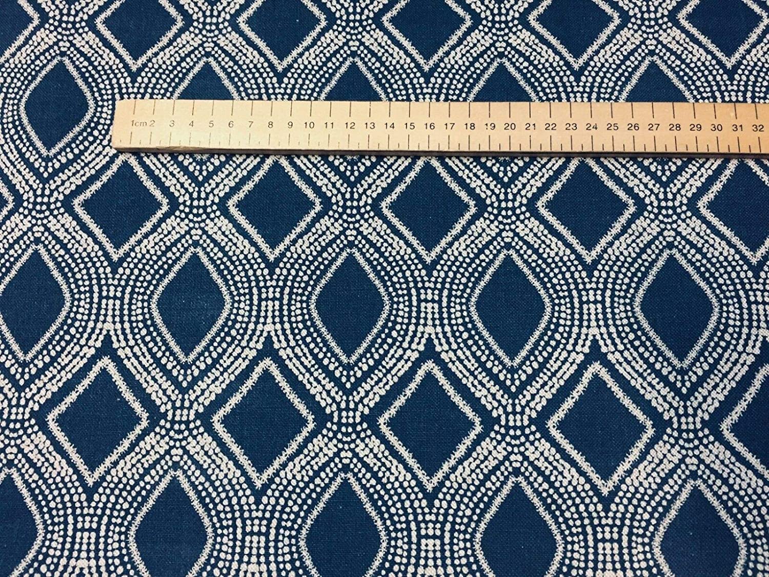 Art Deco Rhombus Damask Diamond Print Fabric Floral Cotton Material for Curtains Upholstery Home Decor, 140cm Wide Canvas - Image 2