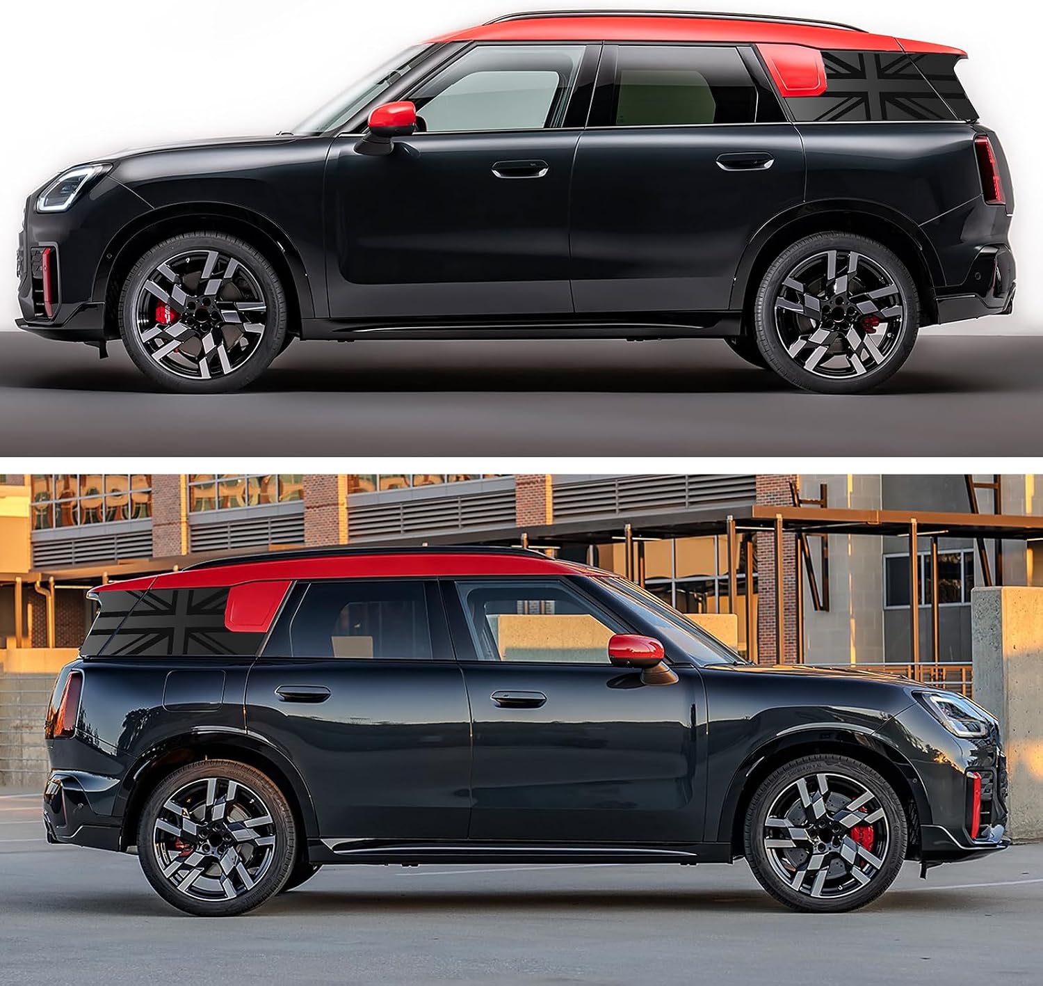 KUNGKIC for Mini Cooper U25 Countryman 2025 2024 2023 Rear Side Window Decals Flag Vinyl Sticker with DIY Installation Accessories
