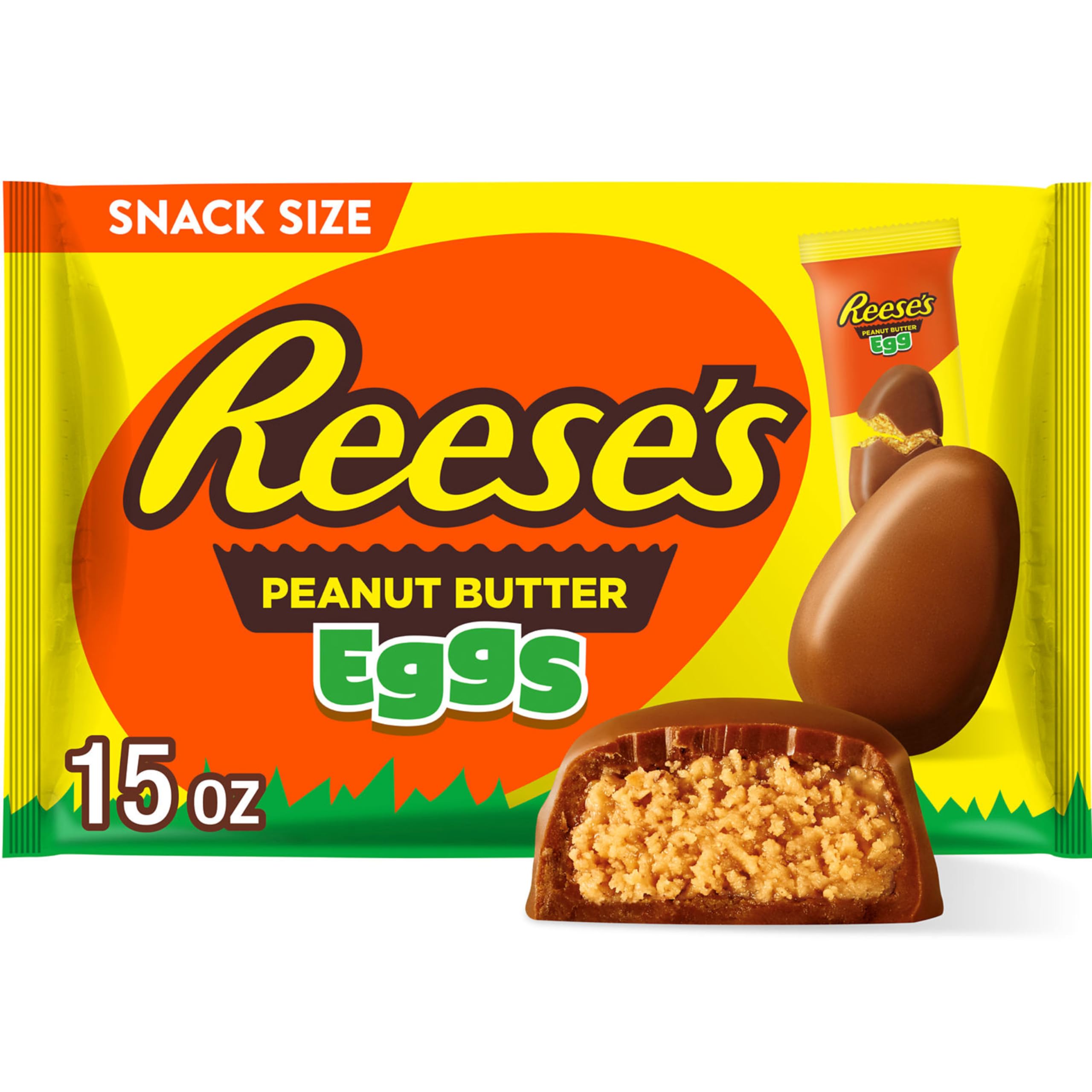 Milk Chocolate Snack Size Peanut Butter Eggs, Easter Basket Easter Candy Bag, 15 oz